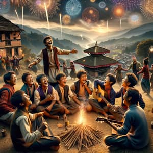 Nepali Boys Celebrate New Year 2081 Festivities