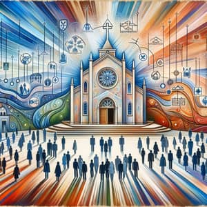 Serenity and Compassion: Grand Church Structure and Inclusive Community Scene