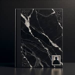 Intricate Textures on Black Marble Book with Author's Photo