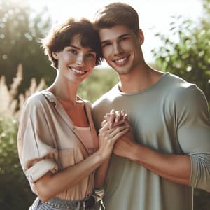 Happy Loving Couple in Serene Outdoor Location