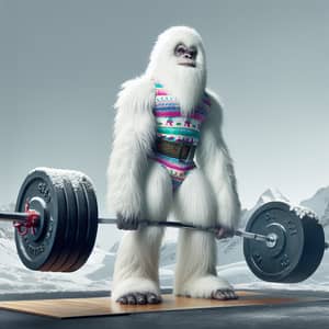 Powerful Yeti Lifts Heavy Barbell - Vibrant Athletic Scene