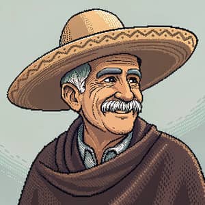 Pixel Art Spanish Old Man Character Design