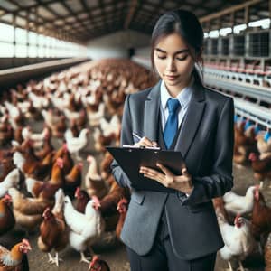 Experienced South Asian Female Consultant in Poultry Farm Environment