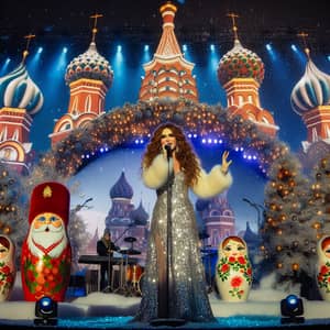 Festive New Year Concert with Singer in Glittering Silver Dress