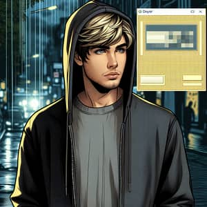 Slightly Scruffy Blond Man in Gray Hoodie | Dark Street Comic Art