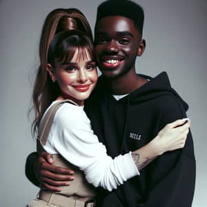 Petite Female Pop Star Embracing Smiling Black Person