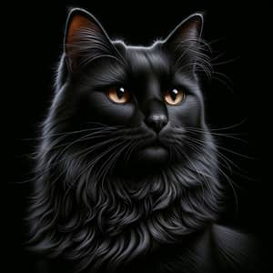 Regal Black Cat - Hyperrealistic Painting with Mesmerizing Eyes