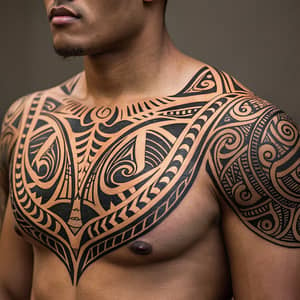 Stunning Chest Tribal Tattoo Designs