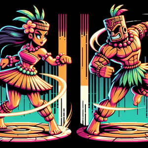 Tiki Twins: Retro Arcade Graphics with Vibrant Colors