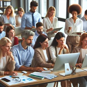 Diverse Middle-Aged Teachers Collaborating with Computers