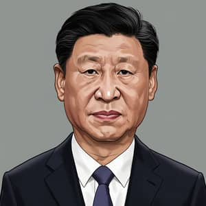 Realistic Cartoon of Chinese President Rejecting Climate Change