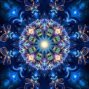 Blue Cosmic Play: Fractal Magic Unleashed