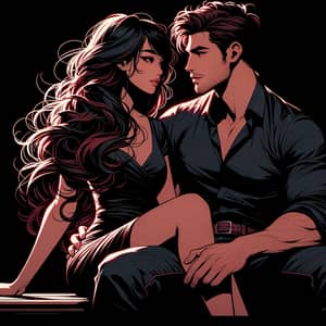 Moody Japanese-Style Animated Art: South Asian Woman & American Man