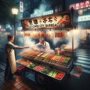 Little Flower City Barbecue Stall - Vibrant Street Food Scene