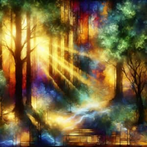 Enchanting Mystical Forest Artwork | Vibrant Mixed Media