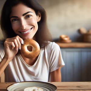 Suzanna Varnina Enjoying a Fresh Bagel | Homely Kitchen Scene