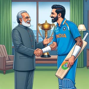 Indian Politician Congratulating Cricket Star - 2023 Victory