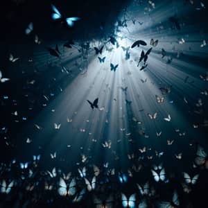 Enchanting Dark Background with Blue Butterflies