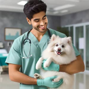 Nurse Holding a Cute Dog: Compassion in Care