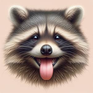 Charming Close-Up of a Playful Raccoon