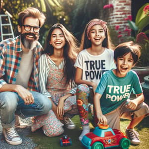 Multicultural Family Enjoying Quality Time in Lush Backyard