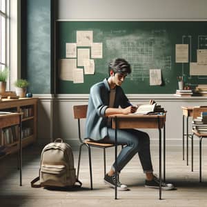 Indian Teen in Classroom – Engrossed in Study