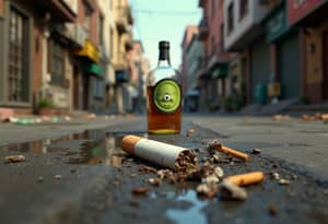 Vivid Pixar Scene: Cigarette & Whiskey on City Street