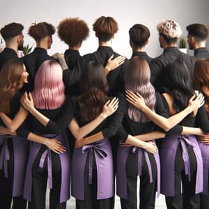 Beauty Therapists in Unity: Black and Purple Uniforms