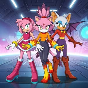 Amy Rose, Blaze & Rouge Fusion Art