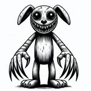 Eerie Stuffed Animal Dog with Long Claws and Razor-Sharp Teeth