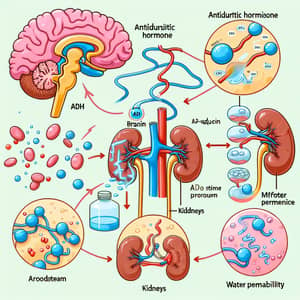 ADH Action in Human Body: Brain, Bloodstream & Kidneys