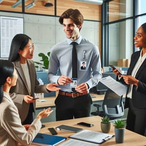 Inclusive Welcome: Newly Hired Employee greeted by HR Professionals