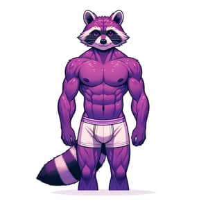 Male Purple Raccoon Demi-Human in Tight Boxers | Cartoon Character