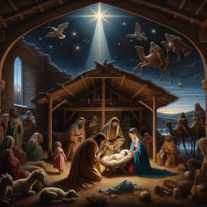 Nativity Scene Oil Painting - Middle Ages Style Art