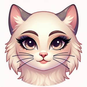 Elegant Feminine Cat Character with Makeup