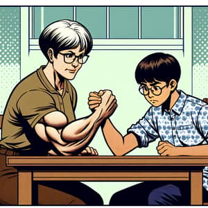 Epic Arm-Wrestling Match: Mother vs. Son Comic Strip