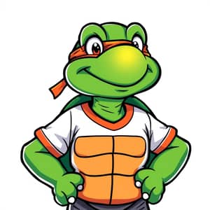 Friendly Cartoon Turtle Mascot in Sports Jersey