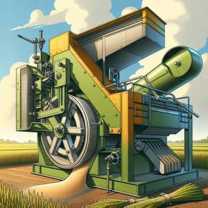 Prototype Rice Thresher Machine in Green and Yellow | Efficient Rice Grain Separation