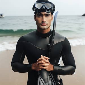 Young Man in Wetsuit: Scuba Diving Adventure