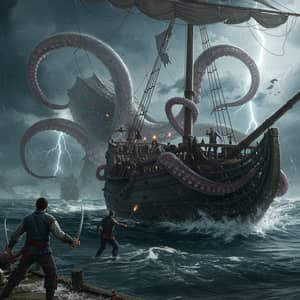 Pirate Ship Attacked by Kraken - Epic Sea Battle