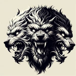 Angry Black and White Cerberus Art