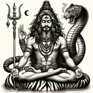 Lord Shiva: Serene Meditation on Tiger Skin | Divine Harmony