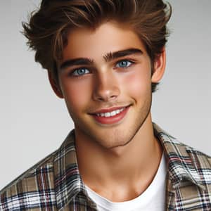 Handsome Teenage Boy Portrait with Casual, Messy Hair Style