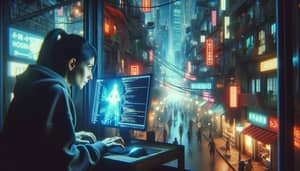 Cyberpunk Programmer: Coding in a Neon City