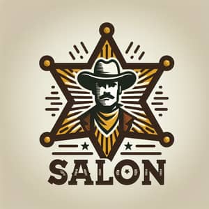 6-Pointed Sheriff's Star Logo with Cowboy in Brown and Yellow