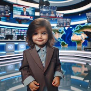 4-Year-Old Middle-Eastern Girl in Formal Attire | News Studio Shot