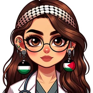 Palestinian Female Doctor with Striking Face and Ear Piercings