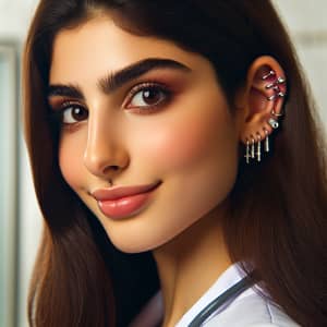 Palestinian Female Doctor with Unique Ear Piercings