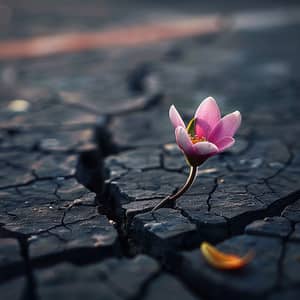 Resilient Red Flower Breaking Through Pavement