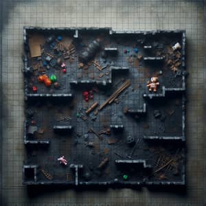 Creepy Dungeon Grid Map for Tabletop RPG: Eerie and Mysterious